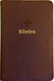 2011 Bibel mørk brun skinn, medium, register
